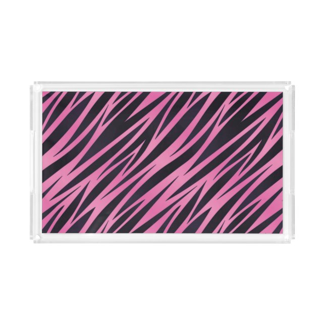 Pink Zebra Stripe Background Acrylic Tray (Front)
