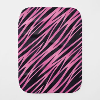 Pink Zebra Stripe Background Baby Burp Cloth by boutiquey at Zazzle