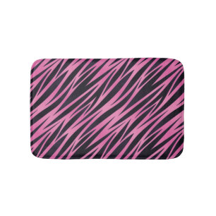 Pink Zebra Stripe Background Bathroom Mat