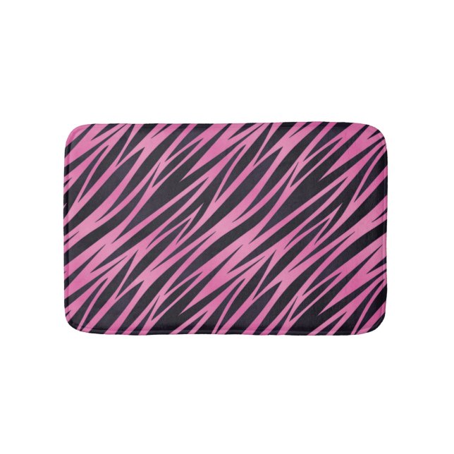 Pink Zebra Stripe Background Bathroom Mat (Front)