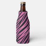 Pink Zebra Stripe Background Bottle Cooler at Zazzle