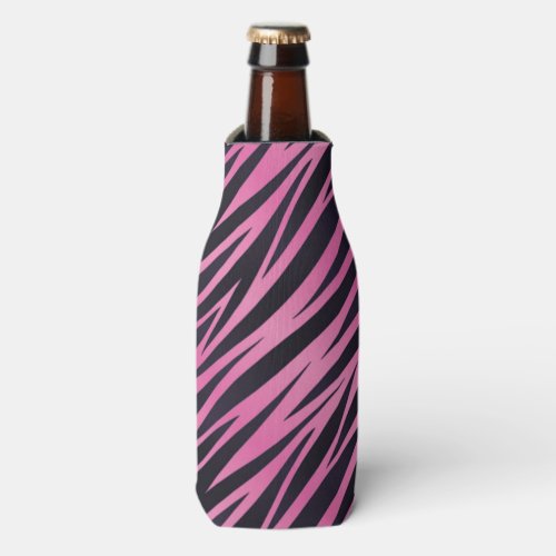 Pink Zebra Stripe Background Bottle Cooler