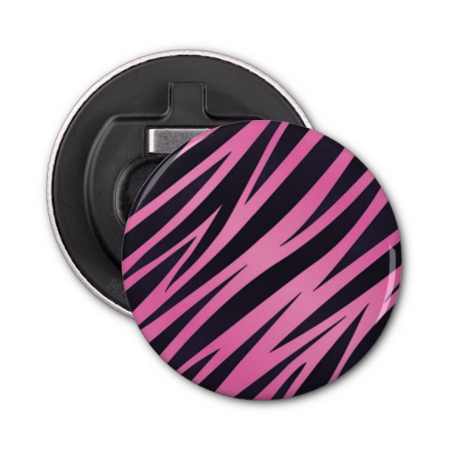 Pink Zebra Stripe Background Bottle Opener (Front)