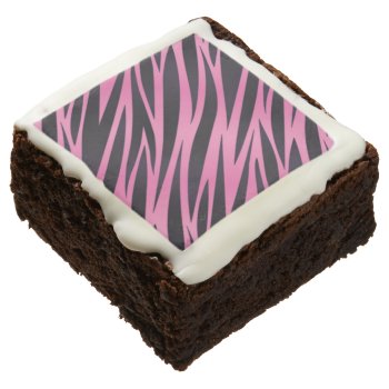 Pink Zebra Stripe Background Brownie by boutiquey at Zazzle