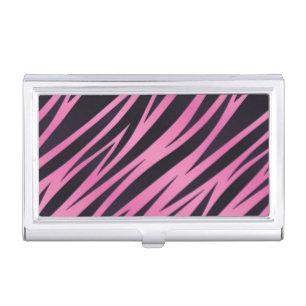 Pink Zebra Stripe Background Business Card Holder
