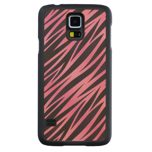 Pink Zebra Stripe Background Carved Maple Galaxy S5 Slim Case (Back)