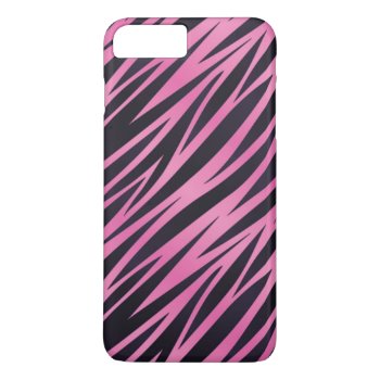 Pink Zebra Stripe Background Iphone 8 Plus/7 Plus Case by boutiquey at Zazzle