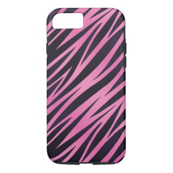 Pink Zebra Stripe Background Iphone 8/7 Case by boutiquey at Zazzle