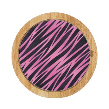 Pink Zebra Stripe Background Cheese Platter by boutiquey at Zazzle