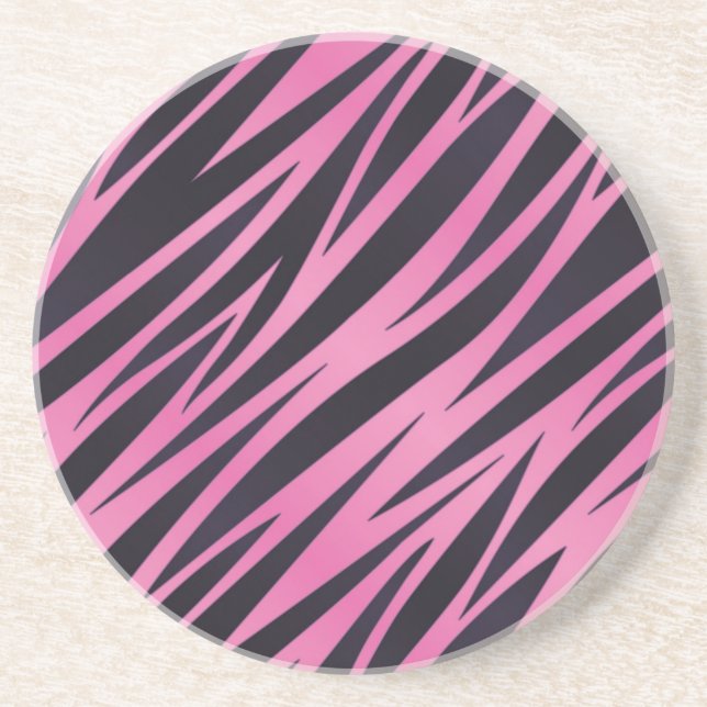Pink Zebra Stripe Background Coaster (Front)