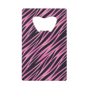 Pink Zebra Stripe Background Credit Card Bottle Opener