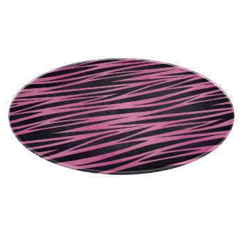 Pink Zebra Stripe Background Cutting Board by boutiquey at Zazzle