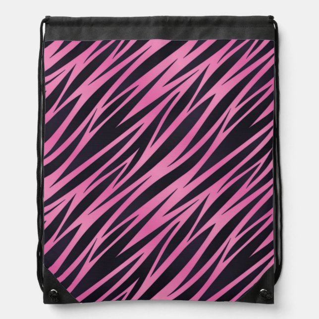 Pink Zebra Stripe Background Drawstring Bag (Front)