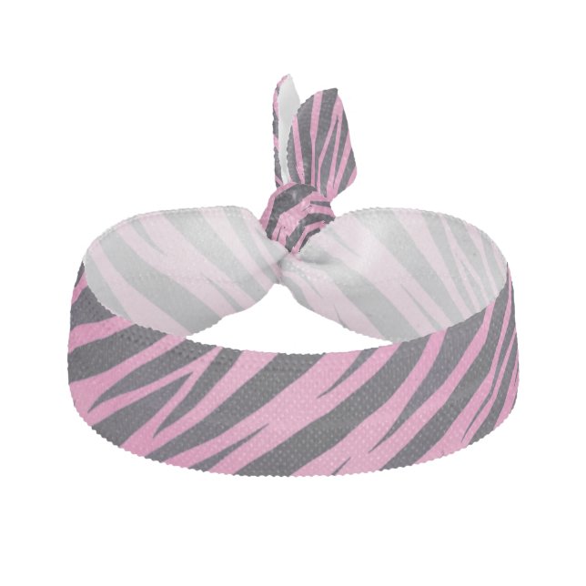 Pink Zebra Stripe Background Elastic Hair Tie (Front)