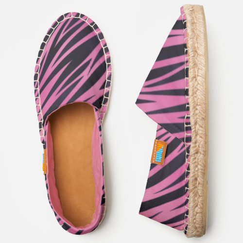 Pink Zebra Stripe Background Espadrilles