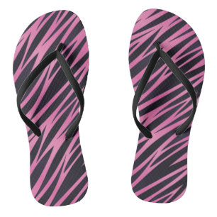 Pink Zebra Stripe Background Flip Flops