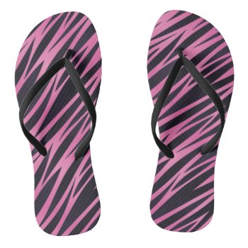 Pink Zebra Stripe Background Flip Flops by boutiquey at Zazzle