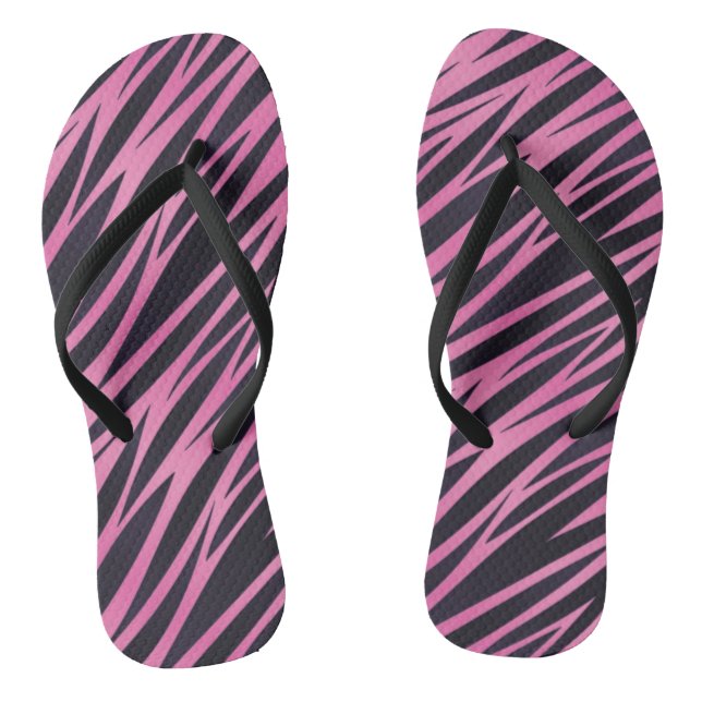 Pink Zebra Stripe Background Flip Flops (Footbed)