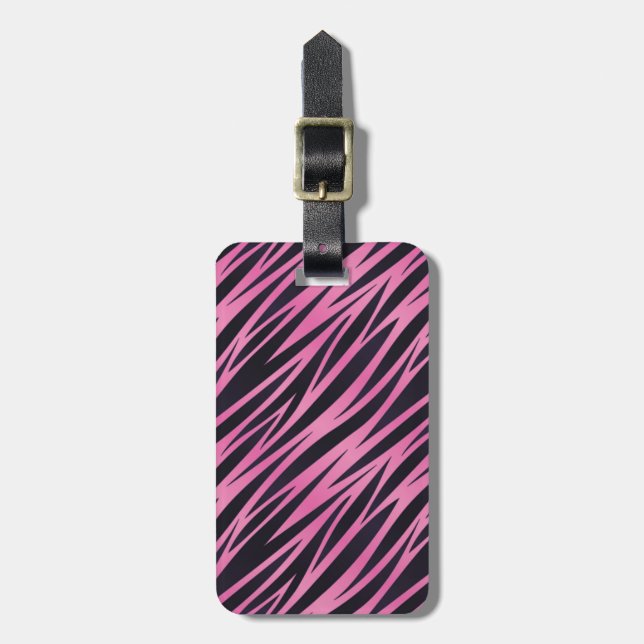 Pink Zebra Stripe Background Luggage Tag (Front Vertical)