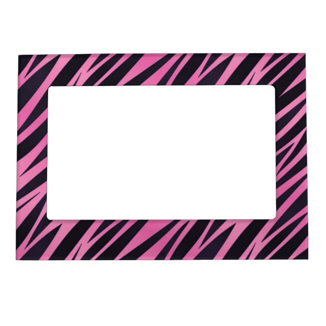 Pink Zebra Stripe Background Magnetic Frame (Front)
