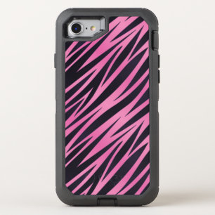 Pink Zebra Stripe Background OtterBox Defender iPhone SE/8/7 Case