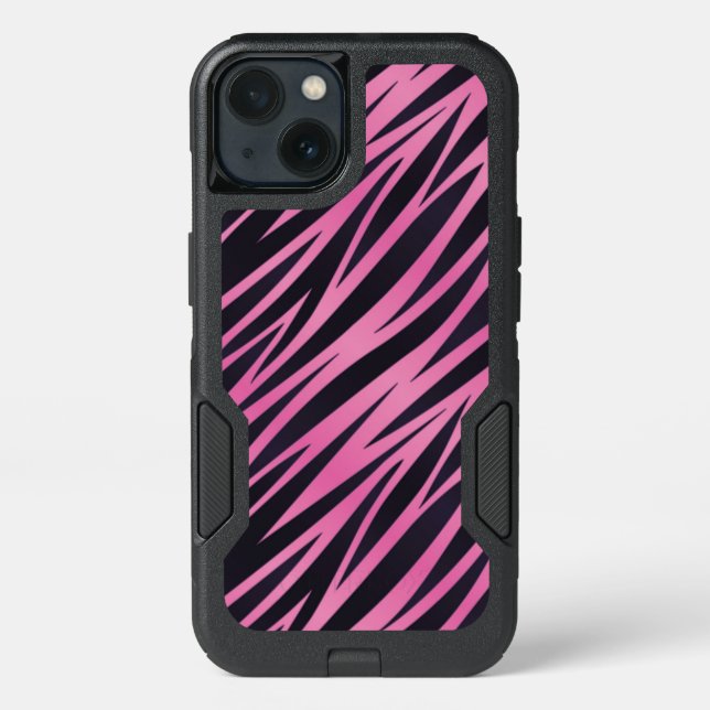 Pink Zebra Stripe Background Otterbox iPhone Case (Back)