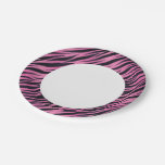 Pink Zebra Stripe Background Paper Plates