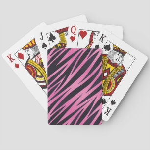 Pink Zebra Stripe Background Poker Cards
