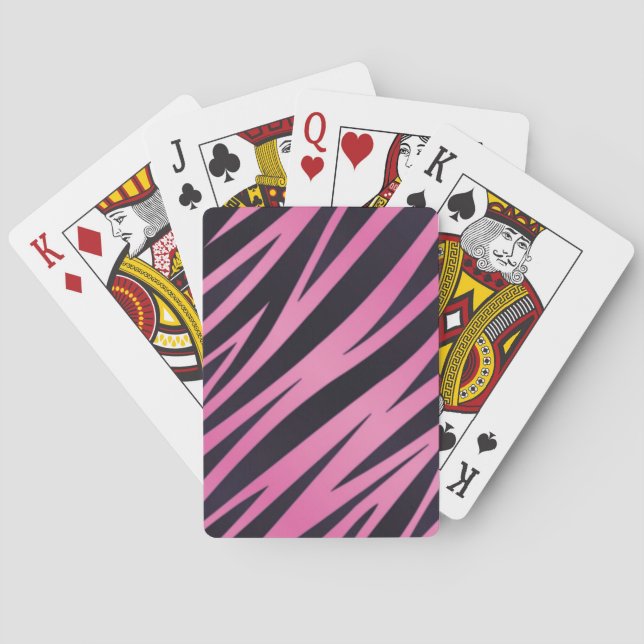 Pink Zebra Stripe Background Poker Cards (Back)