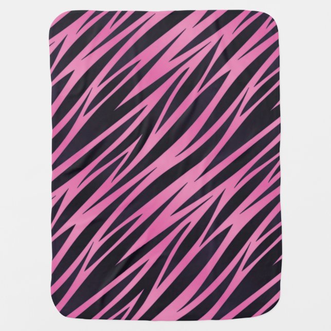 Pink Zebra Stripe Background Receiving Blanket (Front)