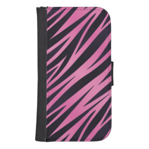 Pink Zebra Stripe Background Wallet Phone Case For Samsung Galaxy S4