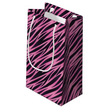Pink Zebra Stripe Background Small Gift Bag by boutiquey at Zazzle