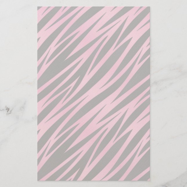 Pink Zebra Stripe Background Stationery (Front)