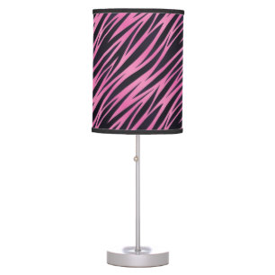 Pink Zebra Stripe Background Table Lamp