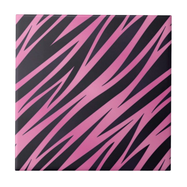 Pink Zebra Stripe Background Tile (Front)