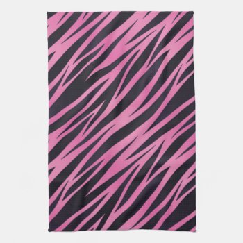 Pink Zebra Stripe Background Towel by boutiquey at Zazzle