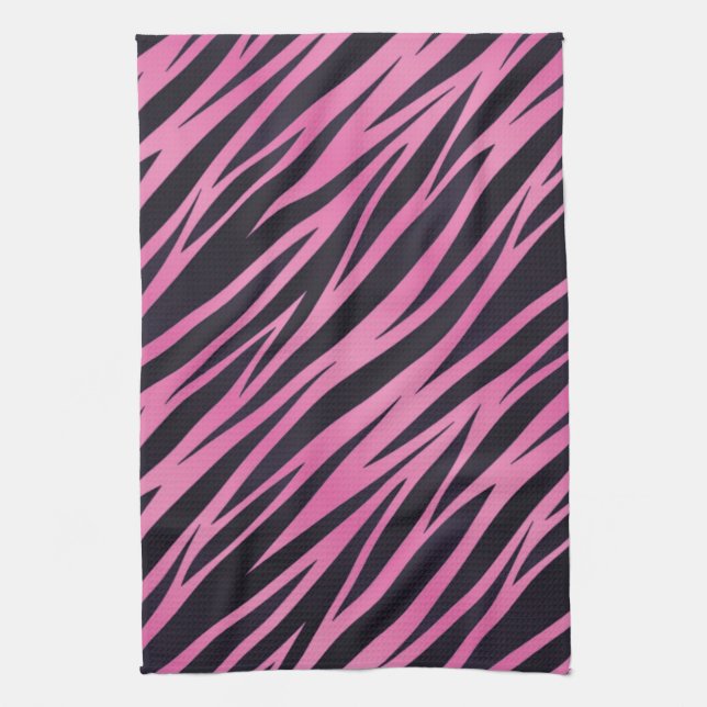 Pink Zebra Stripe Background Towel (Vertical)