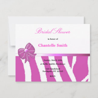 Pink Zebra Stripe Bridal Shower Invitation
