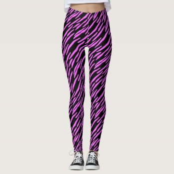 Pink Zebra Stripe Custom Leggings Yoga Pants by thinkpinkgirlpower at Zazzle
