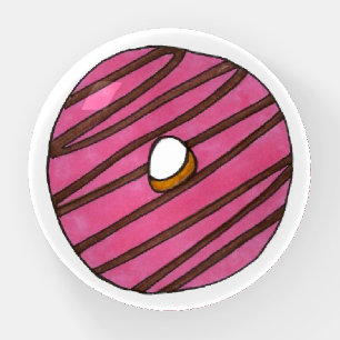 Pink Zebra Stripe Donut Doughnut Breakfast Pastry Paperweight