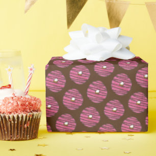 Pink Zebra Stripe Donut Doughnut Donuts Junk Food Wrapping Paper