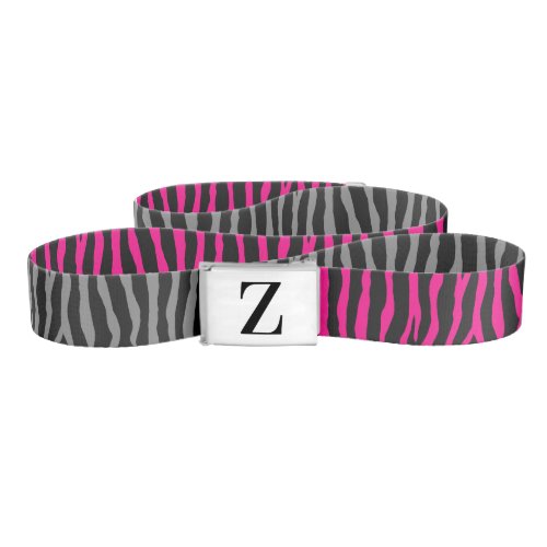 Pink zebra stripe exotic safari wild animal print belt