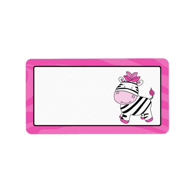 Pink Zebra Stripe Gift Tag Label (Front)