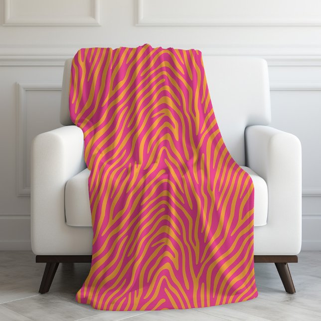 Pink Zebra Striped Change Background Color Fleece Blanket (Pink Zebra Striped Change Background Color Fleece Blanket)