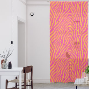 Pink Zebra Striped Change Background Color Sheer Curtains