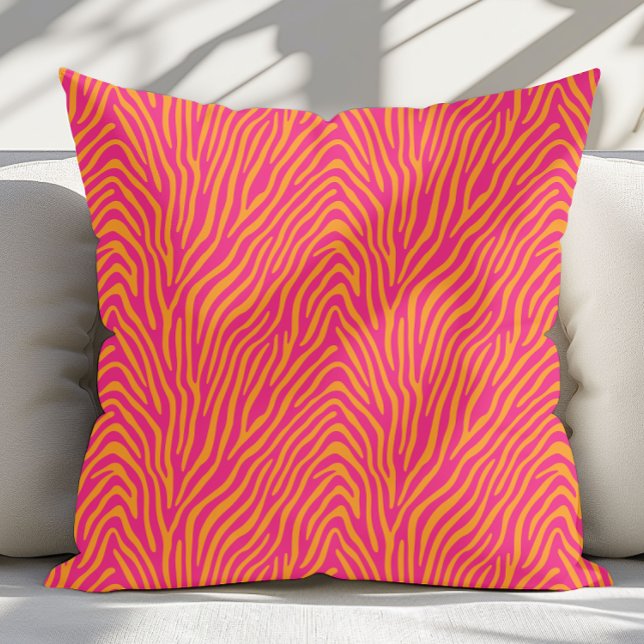 Pink Zebra Striped Change Background Color Throw Pillow (Pink Zebra Striped Change Background Color Throw Pillow)