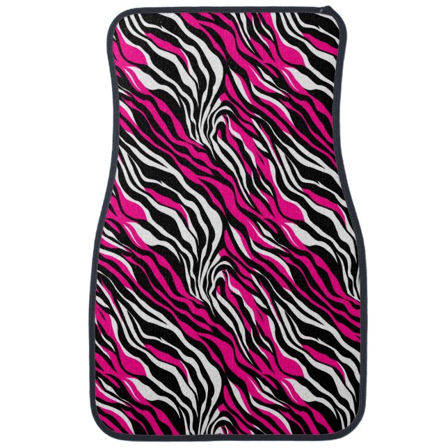 Pink zebra stripes car floor mat (Front)