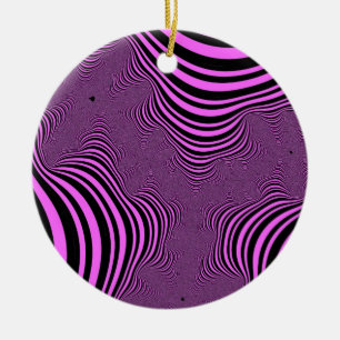 Pink Zebra Stripes Ceramic Ornament