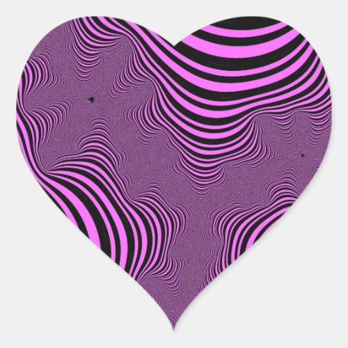 Pink Zebra Stripes Heart Sticker
