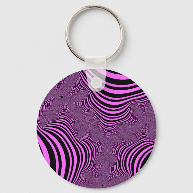 Pink Zebra Stripes Keychain (Front)